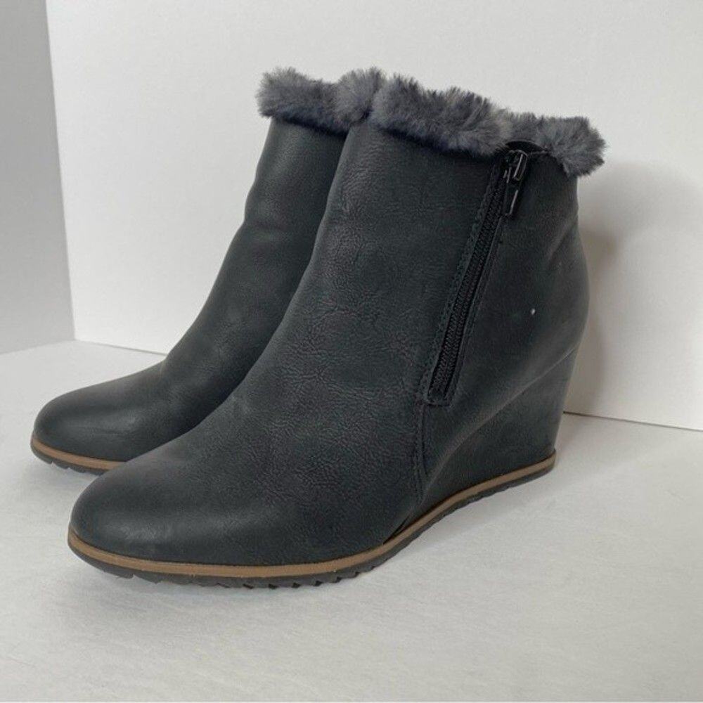 Naturalizer Soul Ankle Wedge Boot Hudson Fire Lined Vegan Leather Heeled